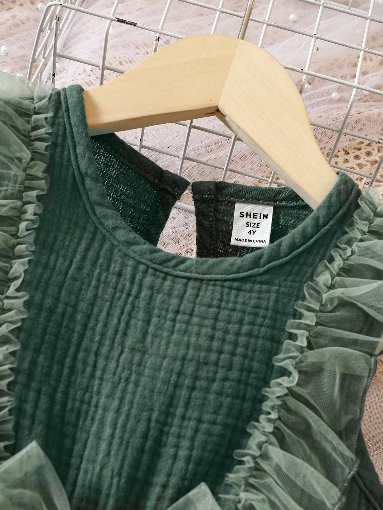 Ruffle Mesh Bow Front Dress