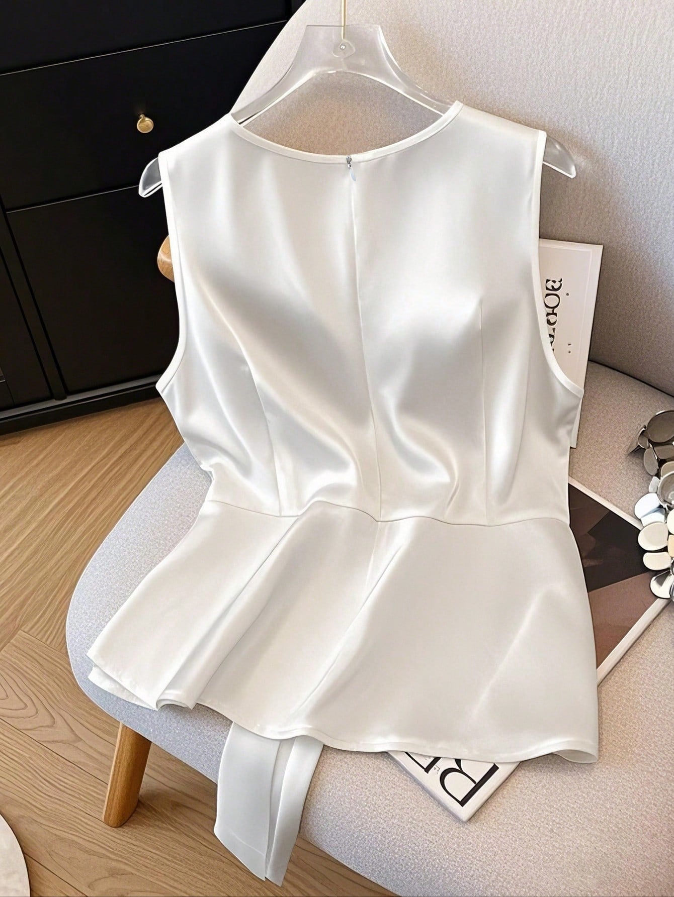 Elegant V-Neck Tie-Waist Top