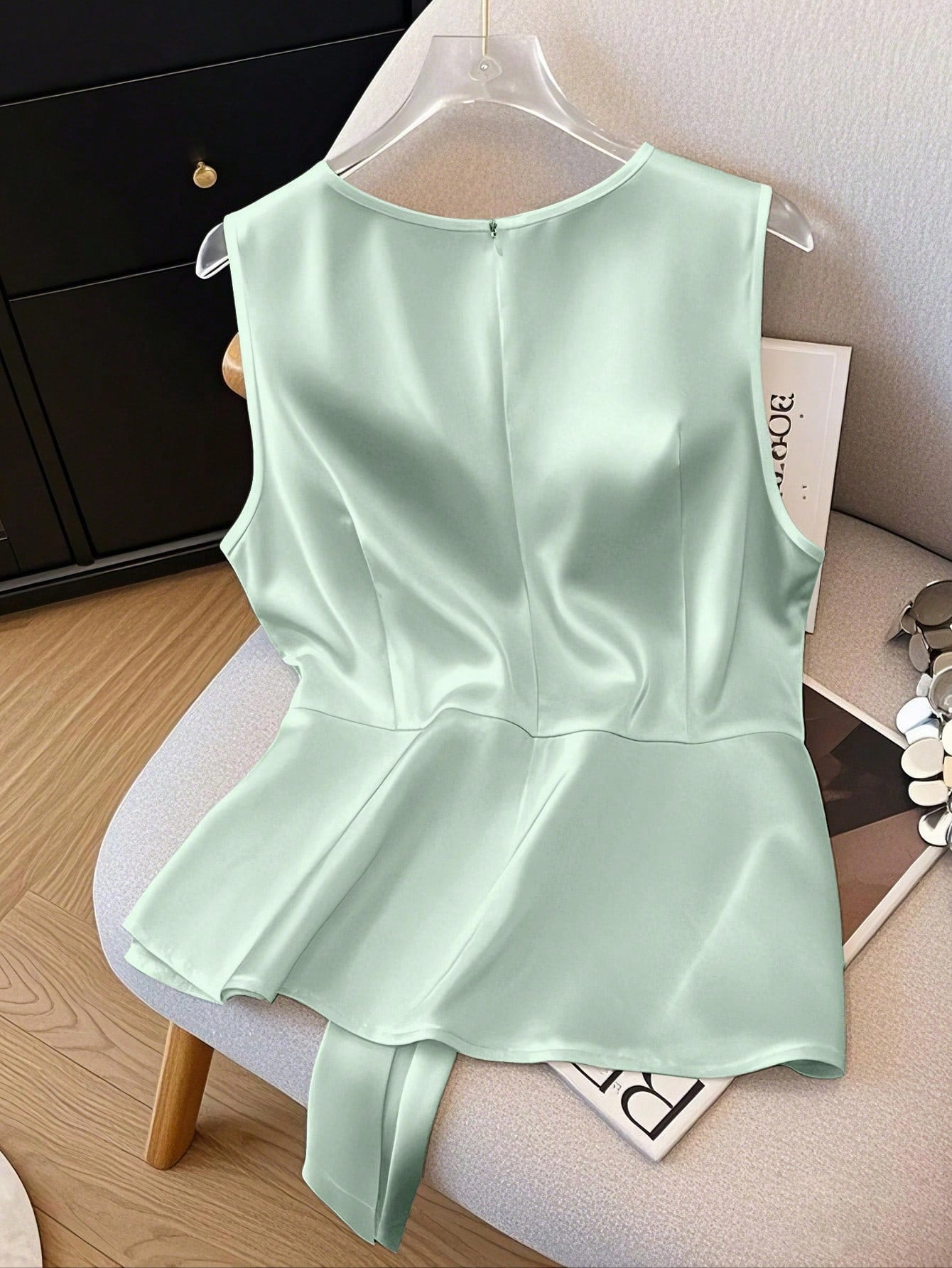 Elegant V-Neck Tie-Waist Top