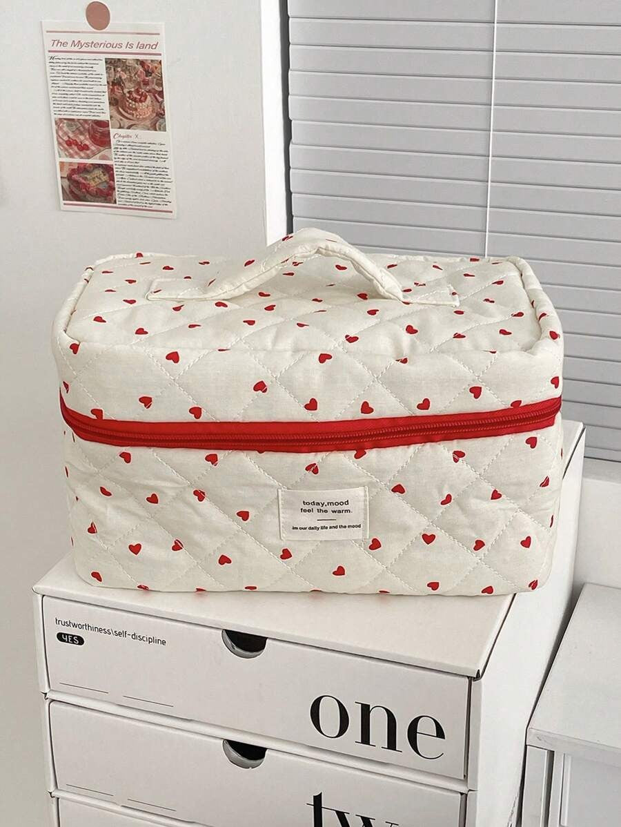Corduroy Pink Floral Cosmetic Pouch