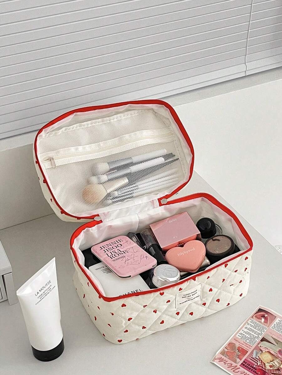 Corduroy Pink Floral Cosmetic Pouch