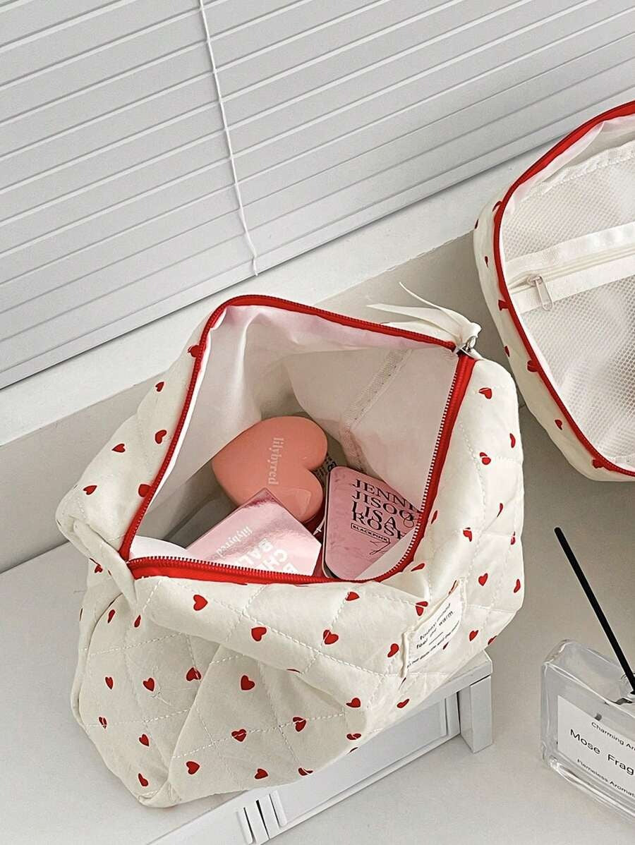 Corduroy Pink Floral Cosmetic Pouch