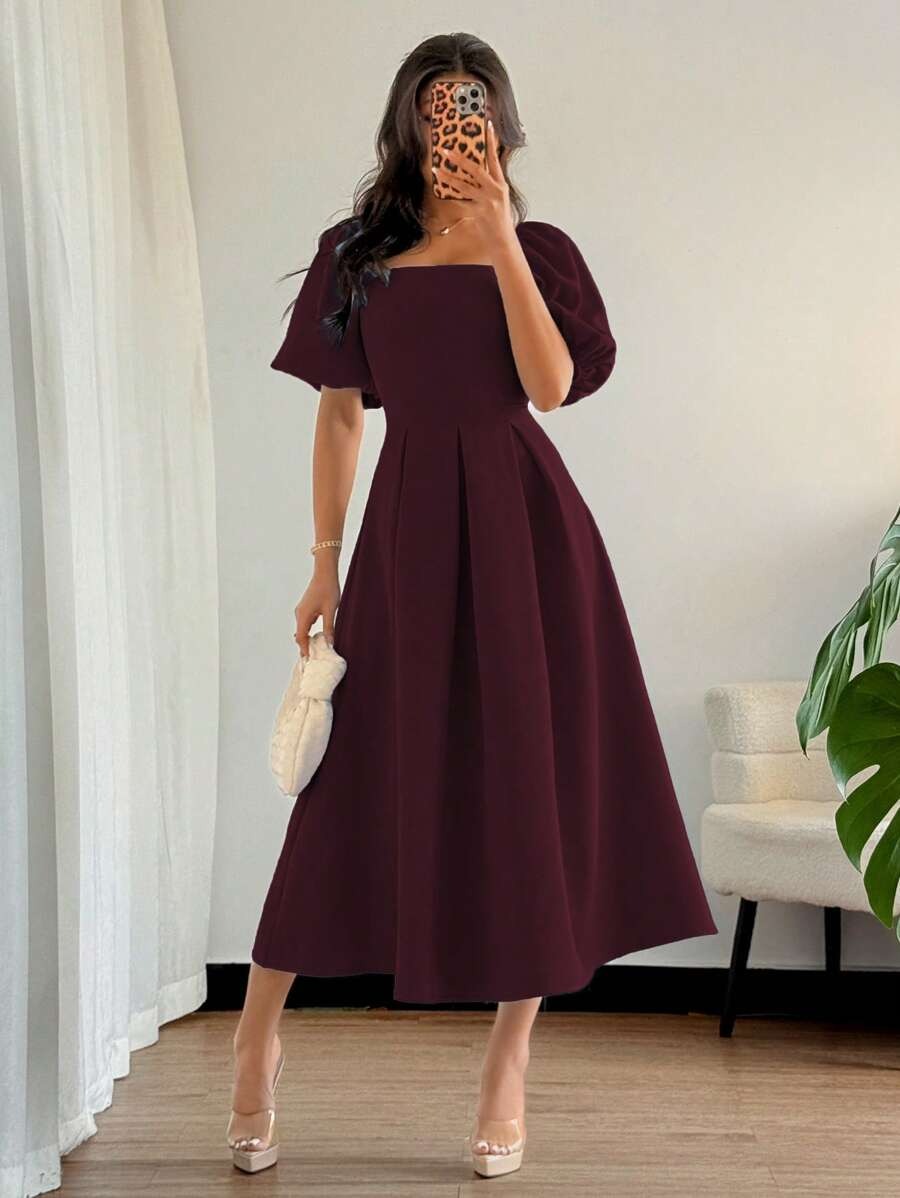 French Draped Hem A-Line Dress