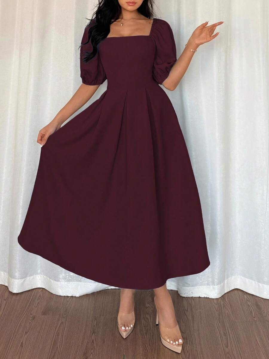 French Draped Hem A-Line Dress