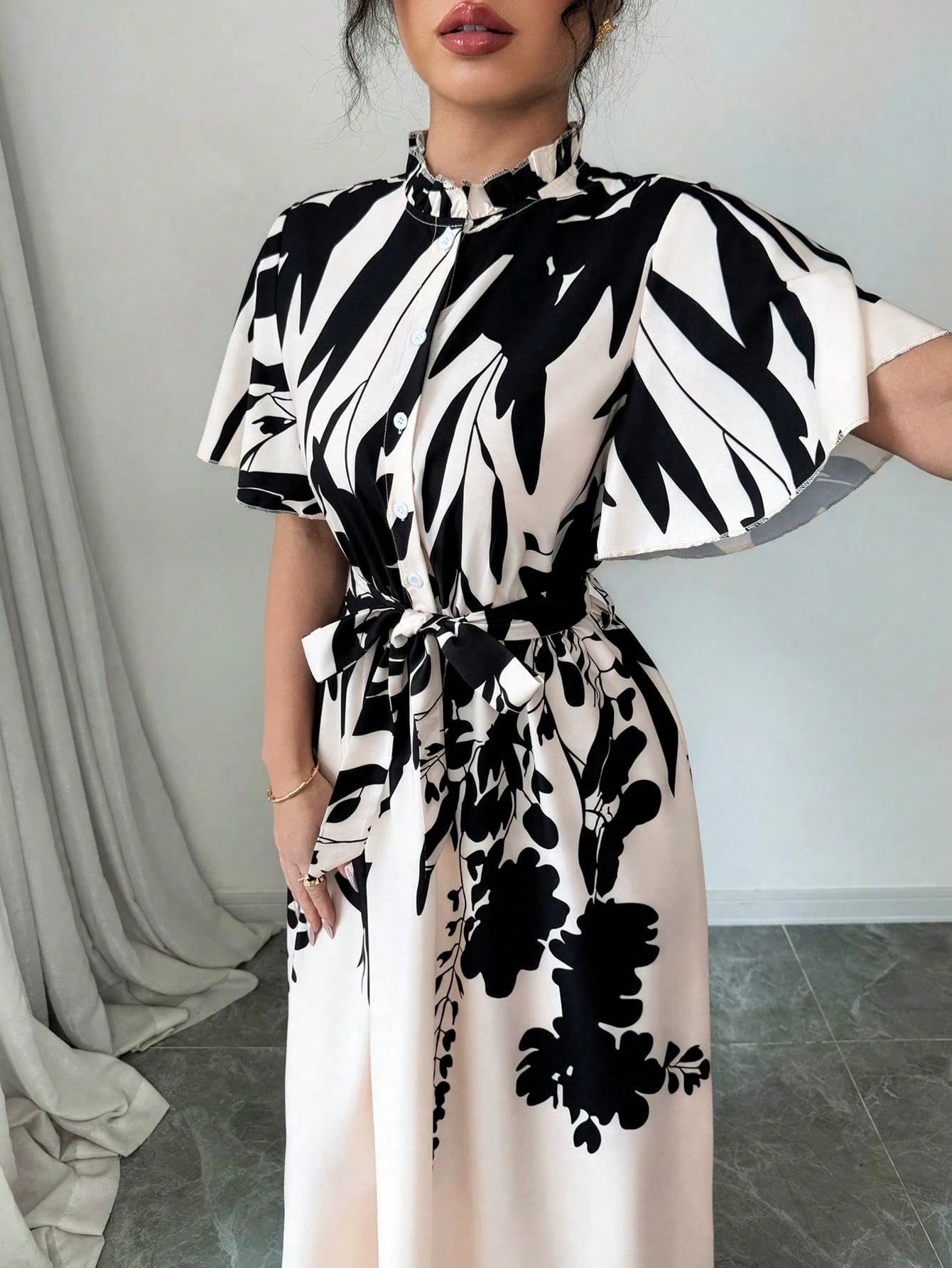 Animal Print Tie-Waist Dress