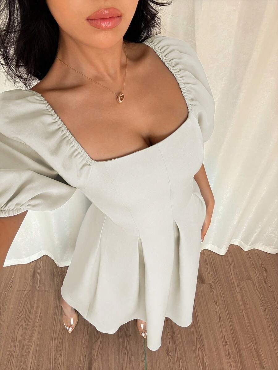 French Draped Hem A-Line Dress