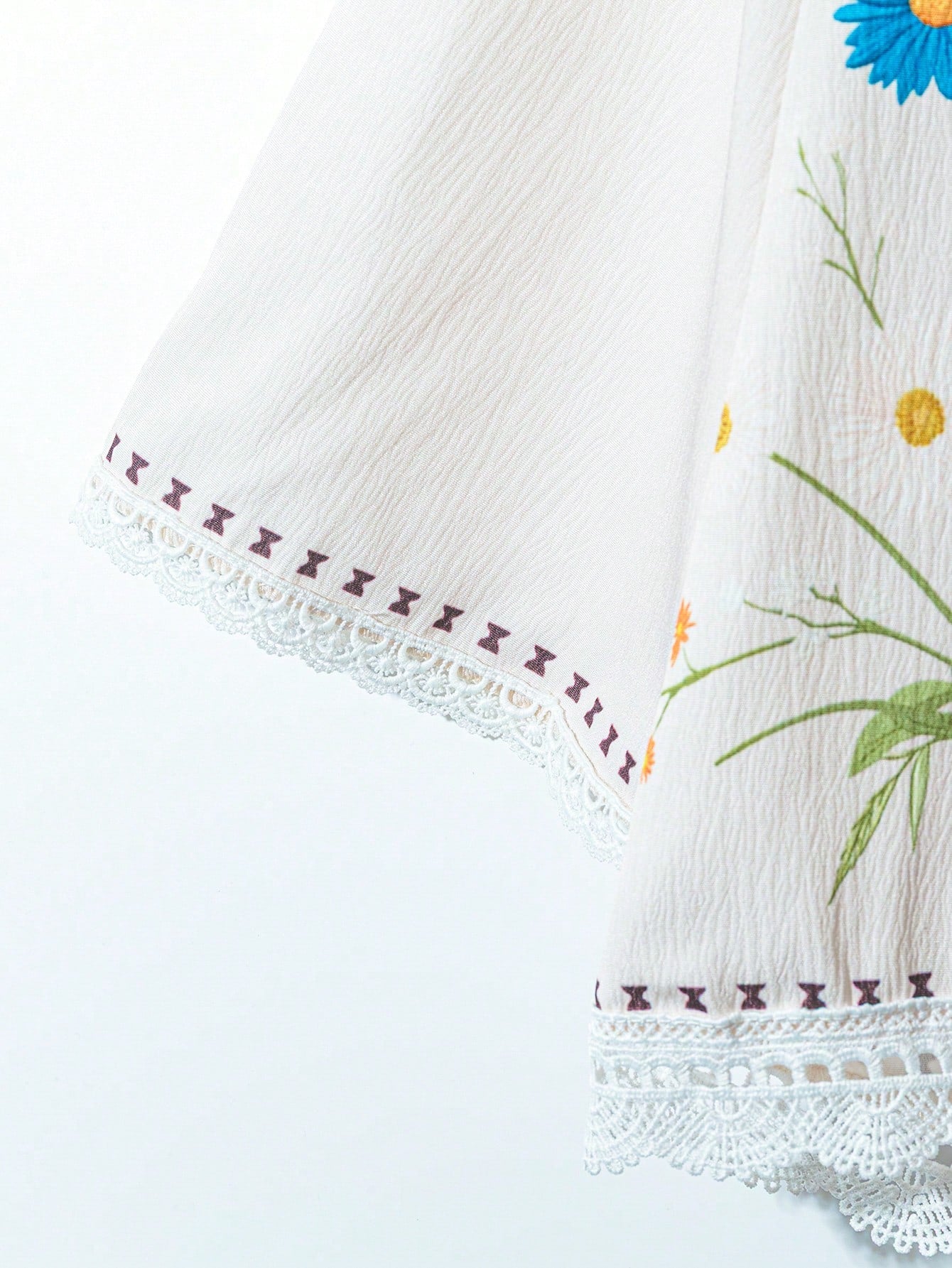 Floral Lace Trim Two-Piece Set