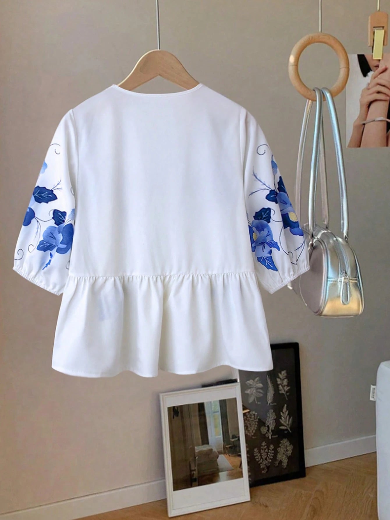 Casual Tie Lantern Sleeve Top