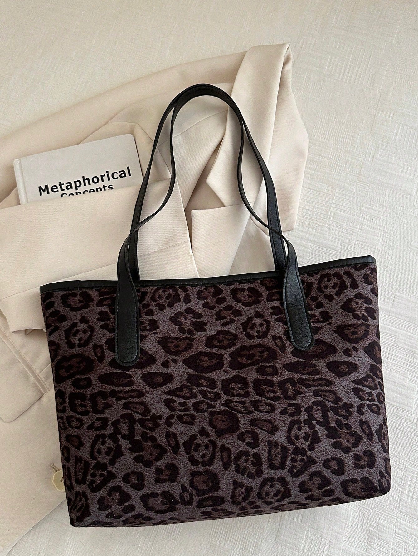 Black Monogram Large Tote Bag