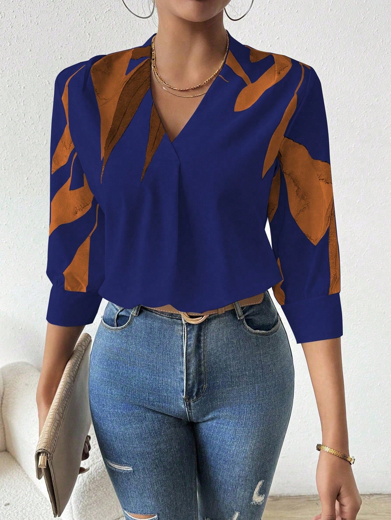 Emery Rose Casual Commuter Floral Print Shirt