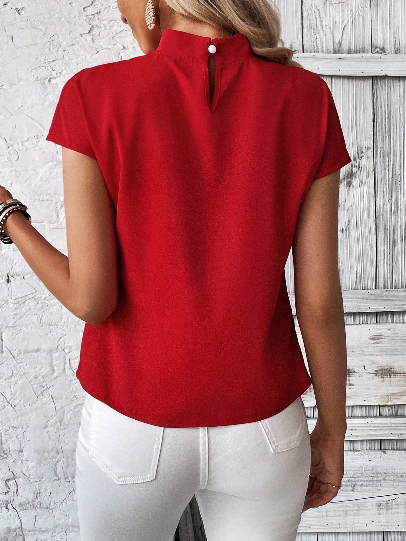 Twist Front Batwing Sleeve Blouse