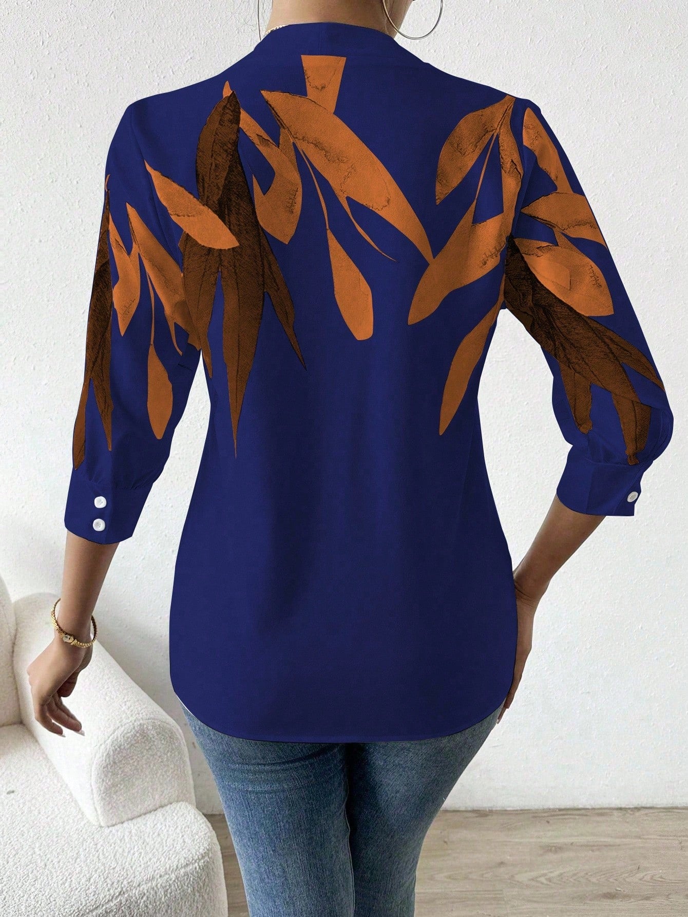 Emery Rose Casual Commuter Floral Print Shirt