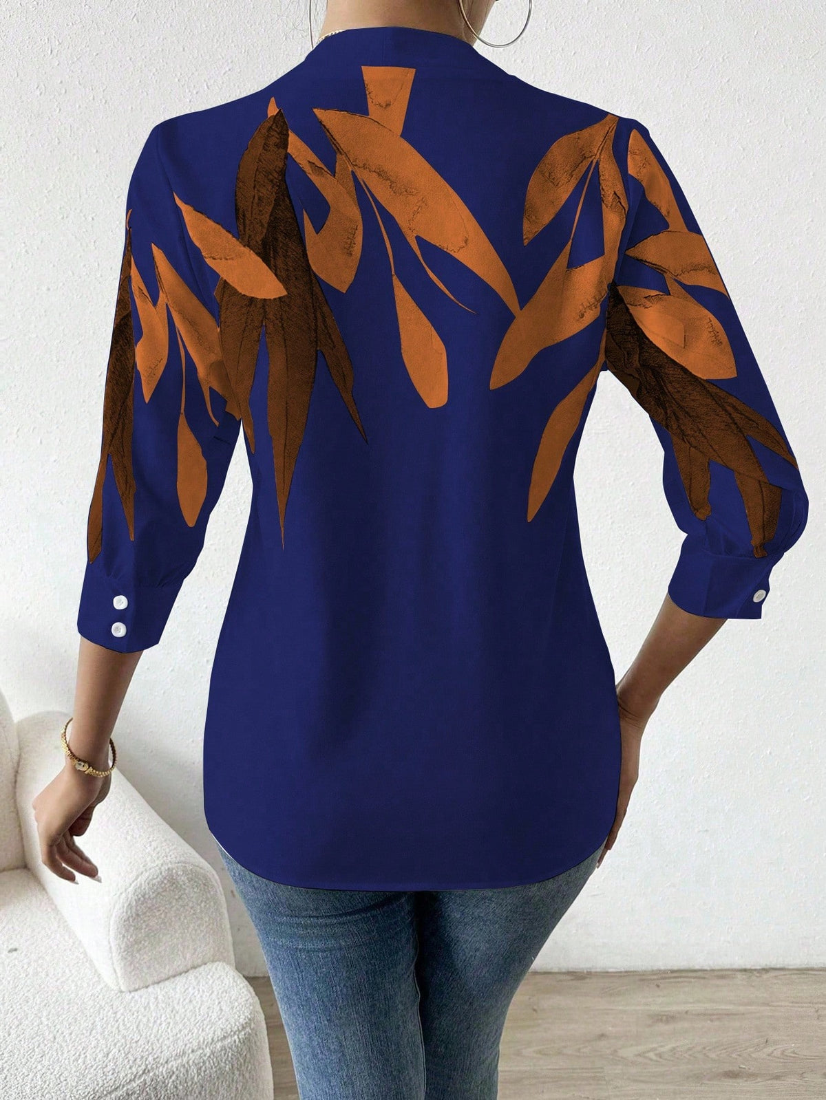 Emery Rose Casual Commuter Floral Print Shirt