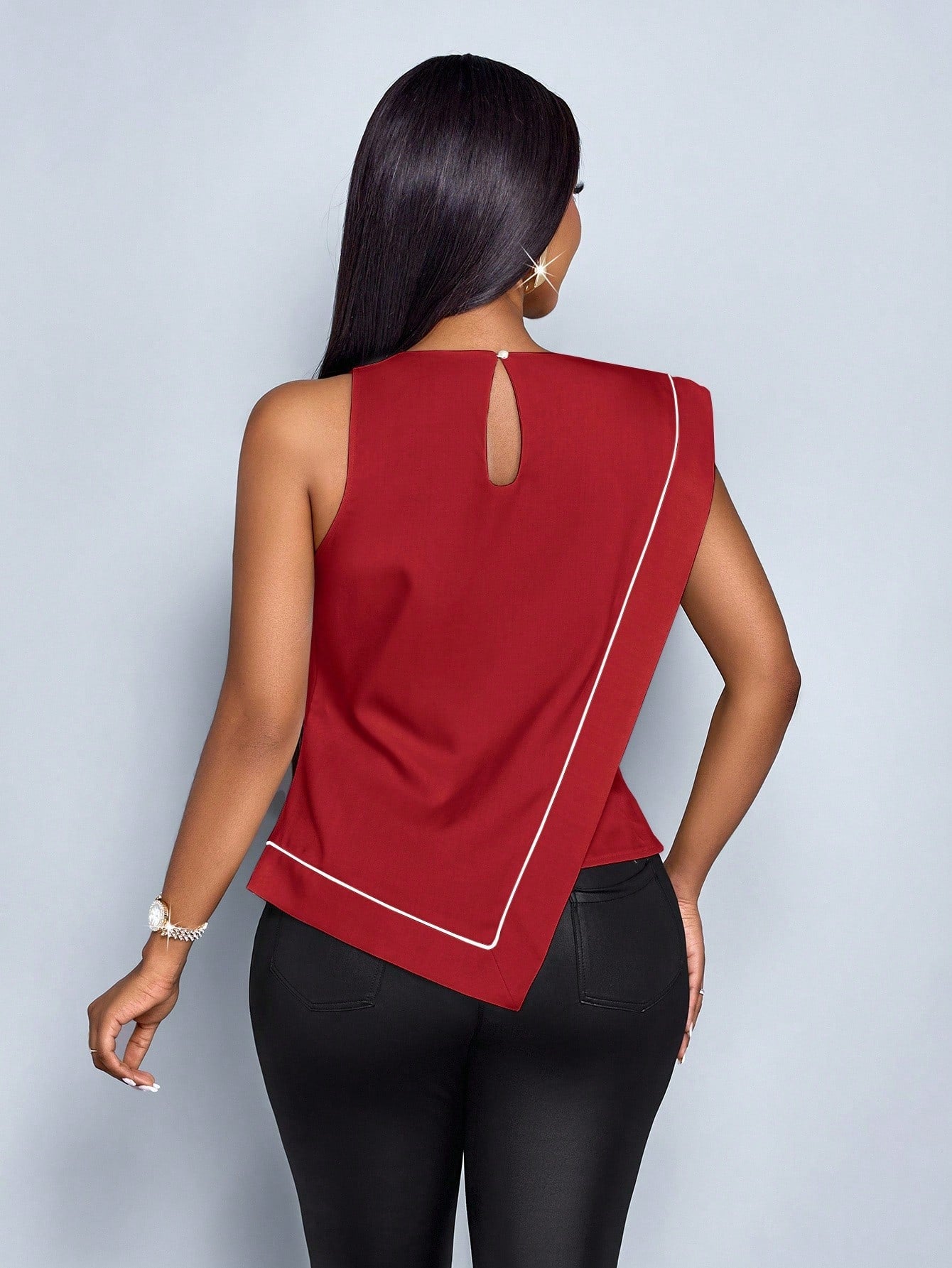 Black White Asymmetrical Stripe Blouse