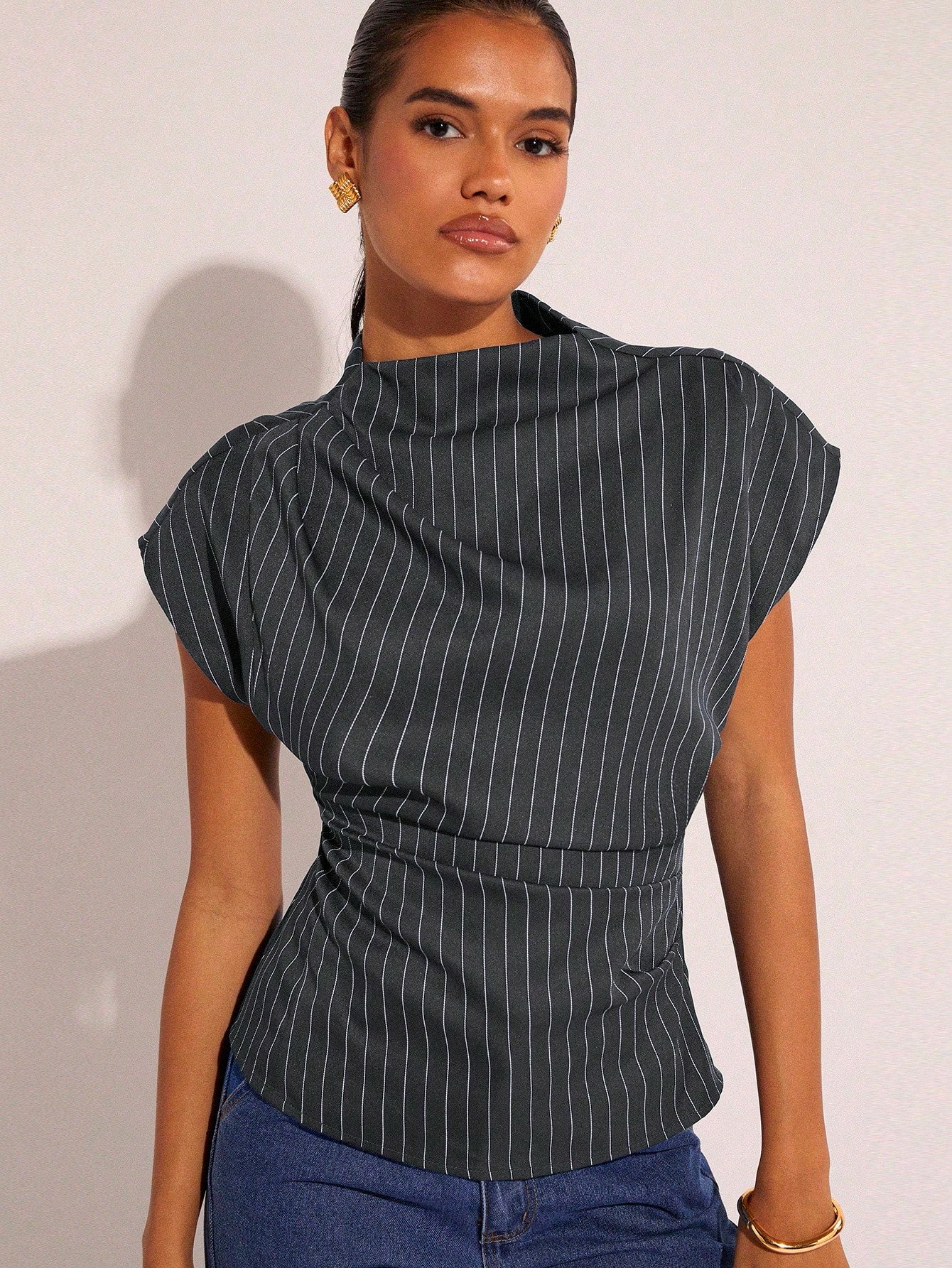 Striped Ruched Waist Summer Top