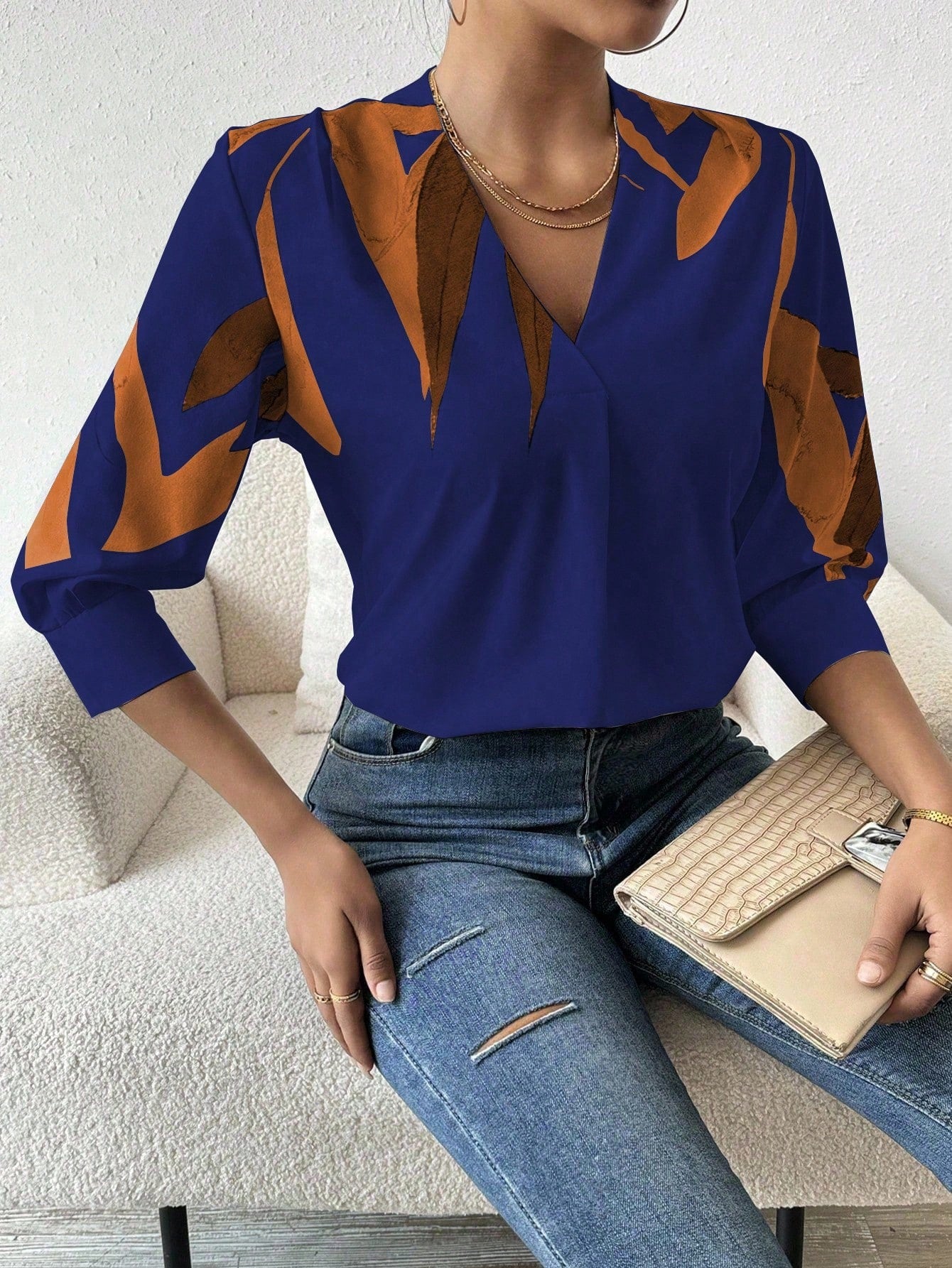 Emery Rose Casual Commuter Floral Print Shirt