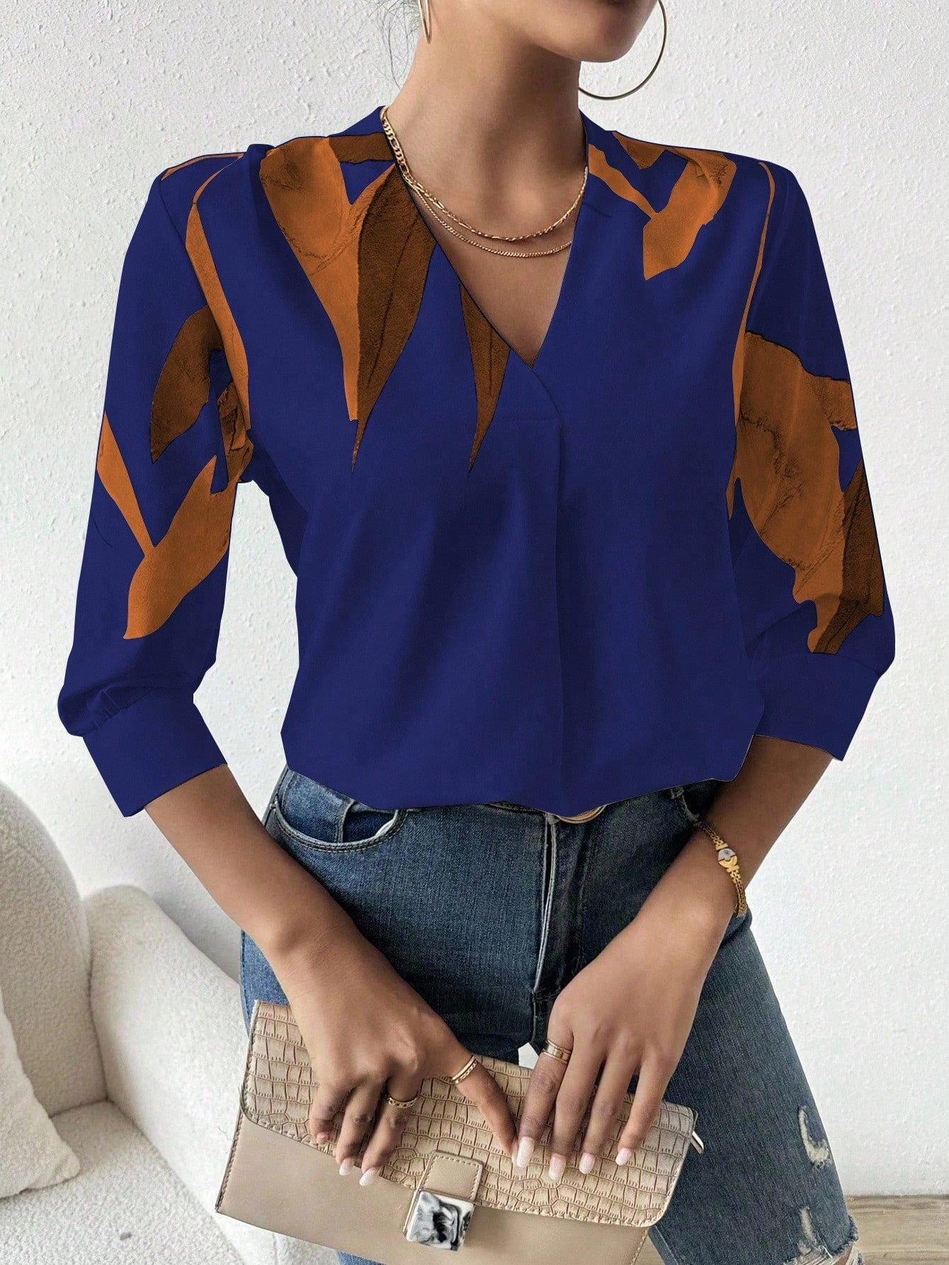 Emery Rose Casual Commuter Floral Print Shirt