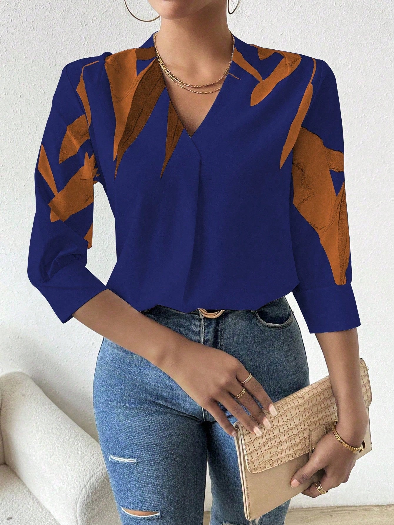 Emery Rose Casual Commuter Floral Print Shirt