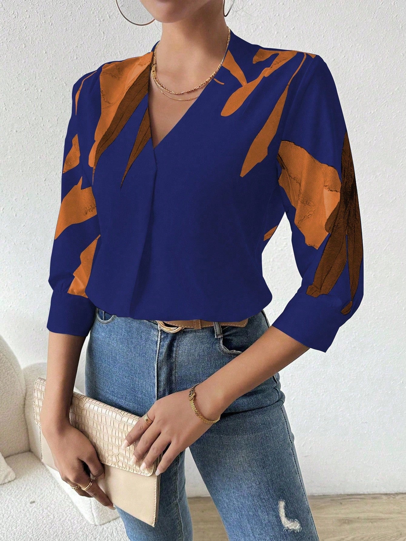 Emery Rose Casual Commuter Floral Print Shirt