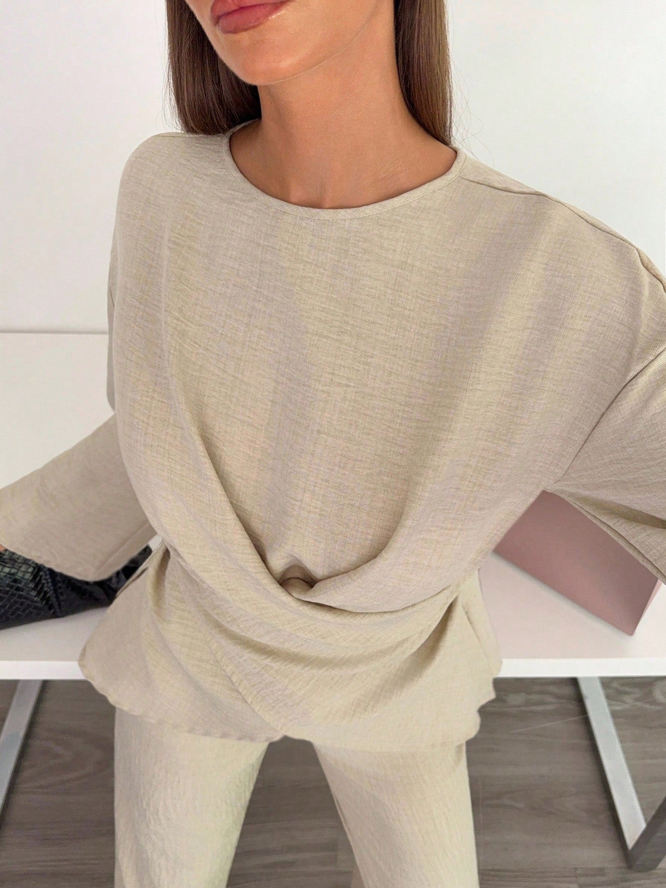 Solid Color Cross Wrap Shirt