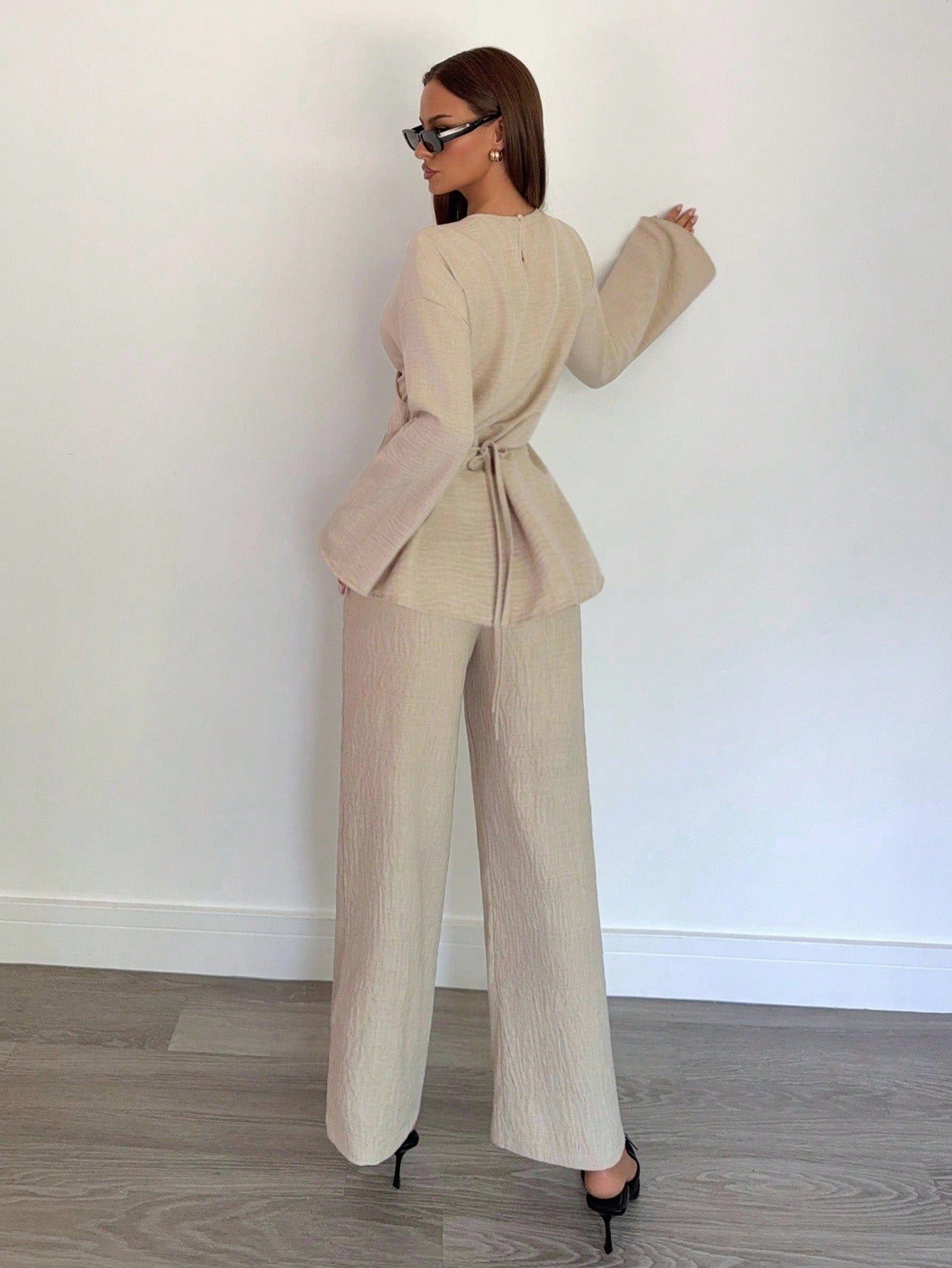 Solid Color Cross Wrap Shirt