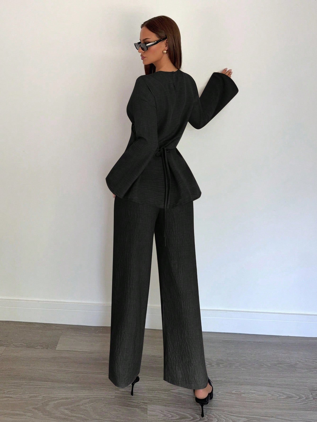 Solid Color Cross Wrap Shirt