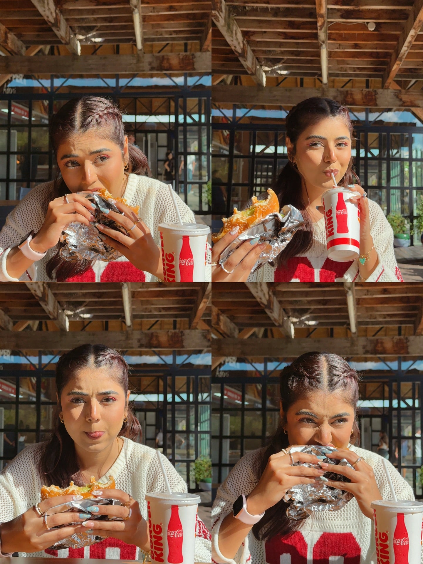 Areeka Haq Striped Oversized Knit Jersey Sweater