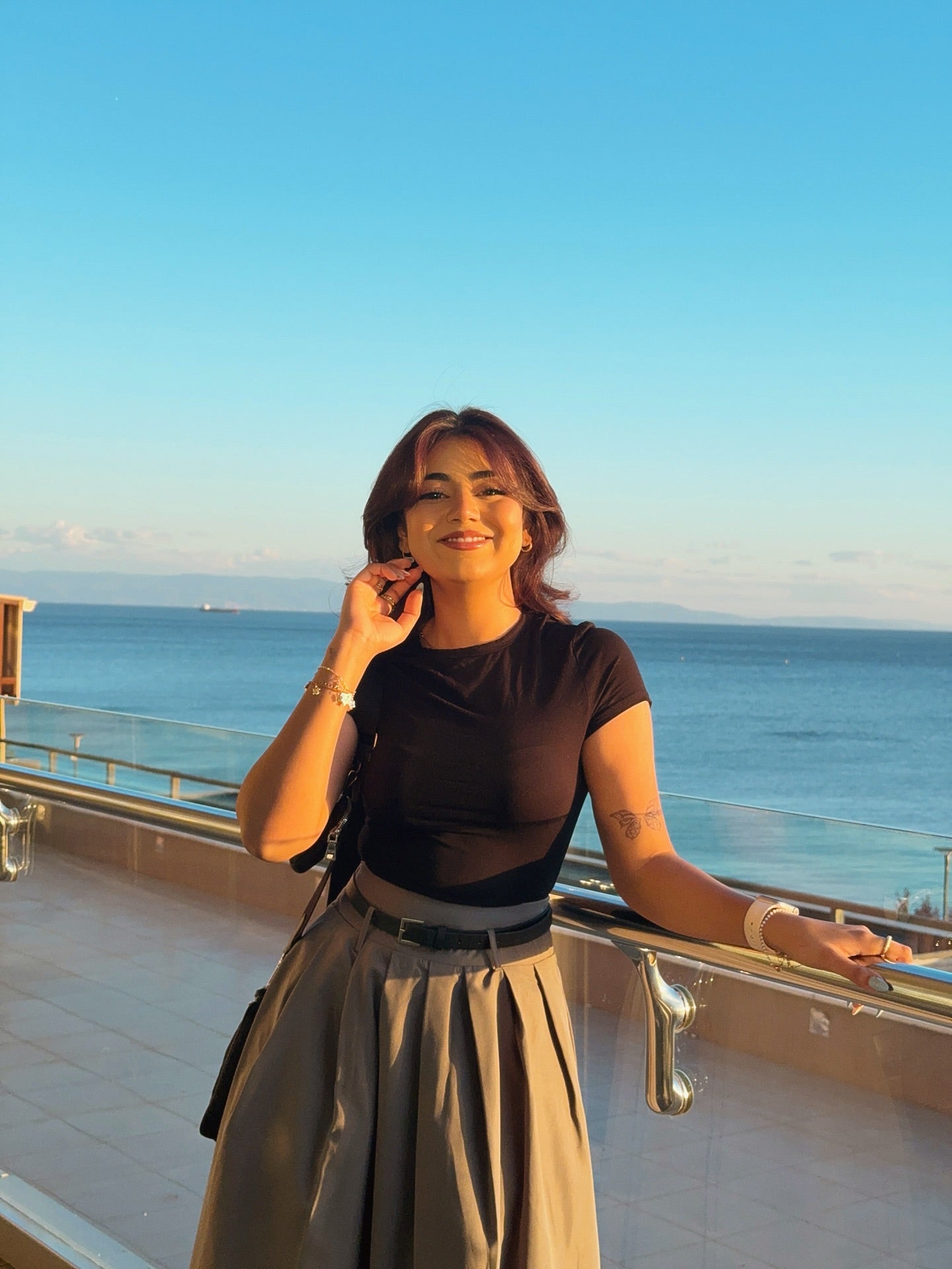 Areeka Haq High-Waist Pleated Khaki Maxi Skirt