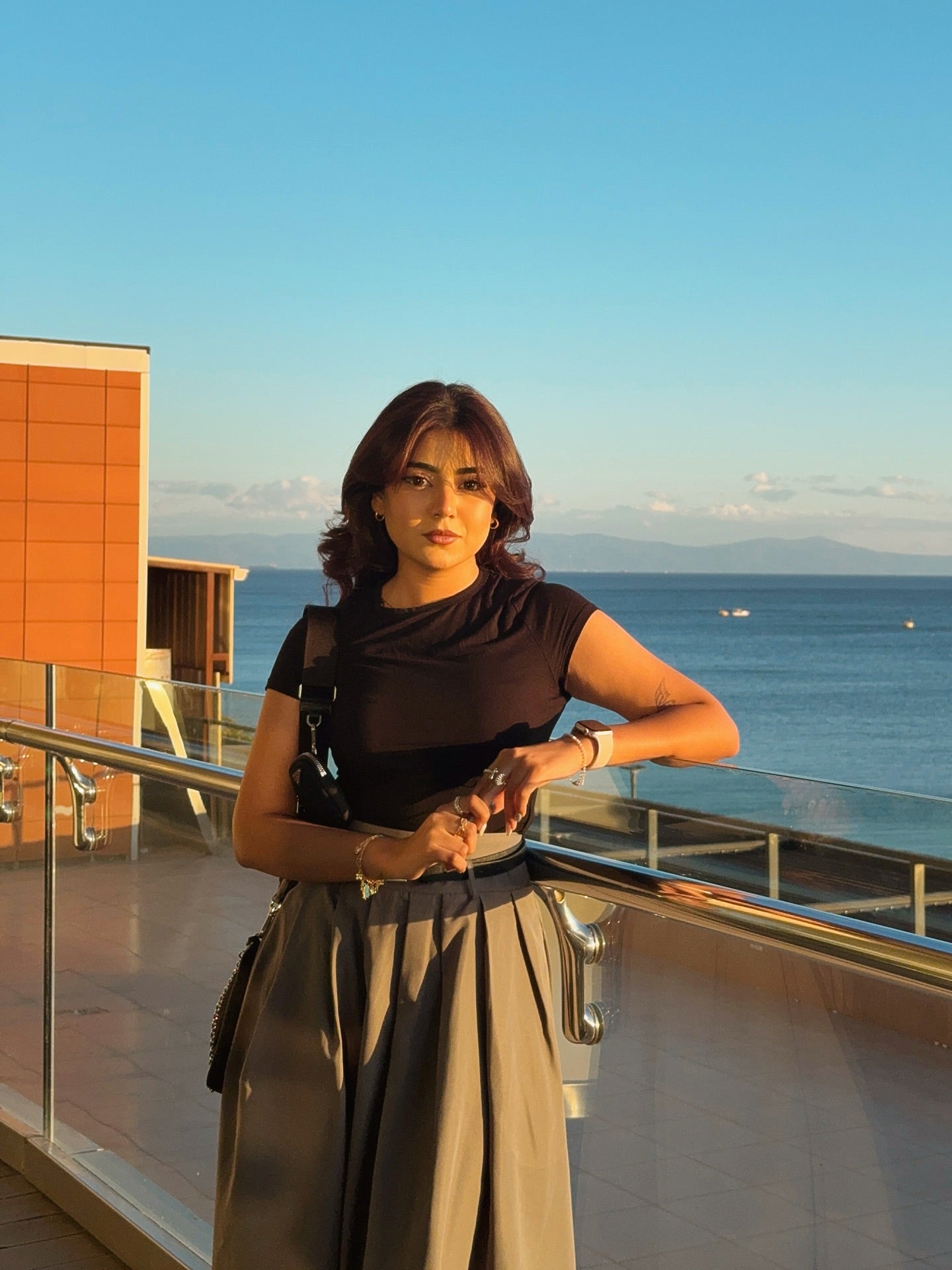 Areeka Haq High-Waist Pleated Khaki Maxi Skirt