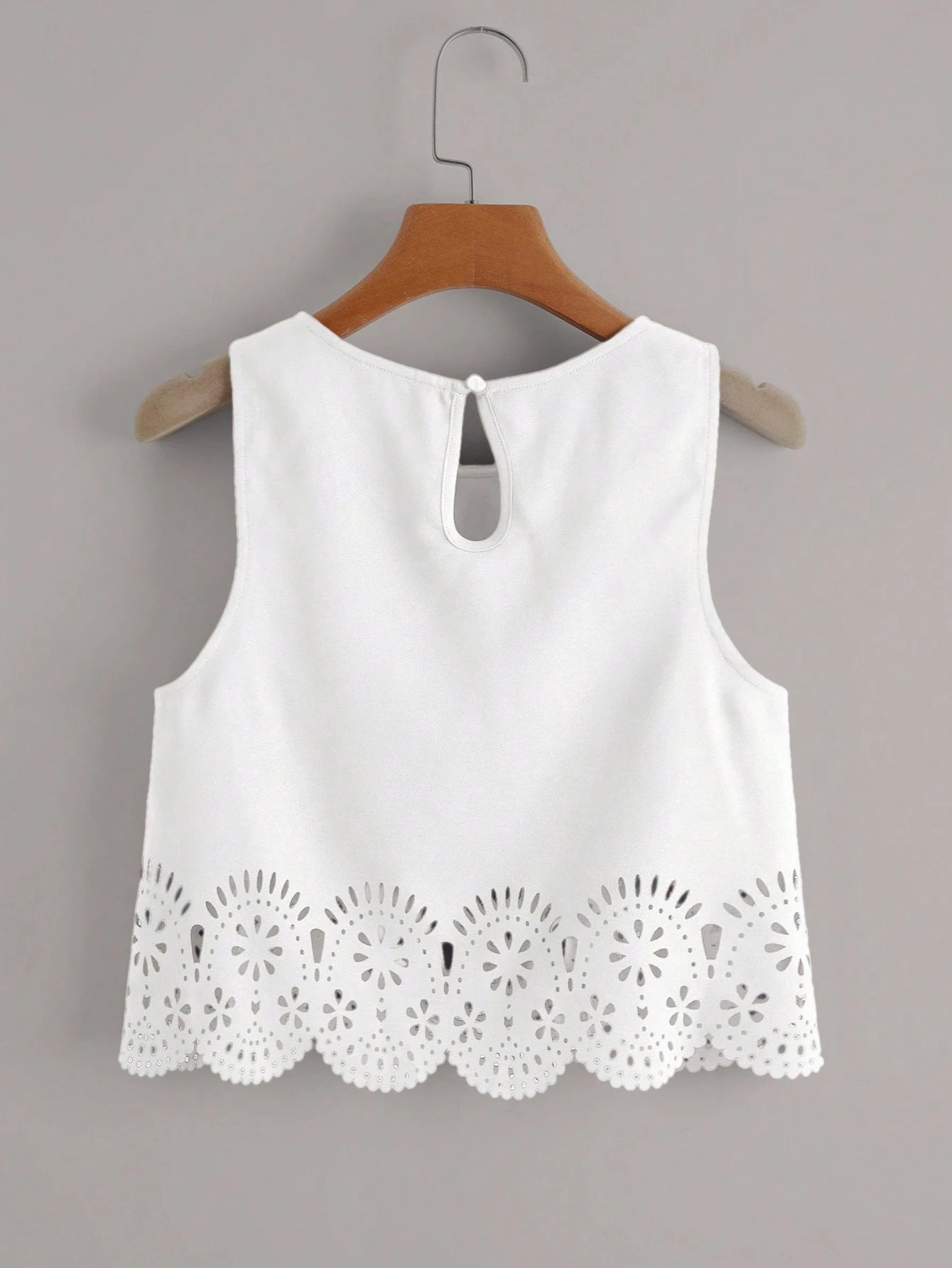 Laser-Cut Scallop Trim Tank Top