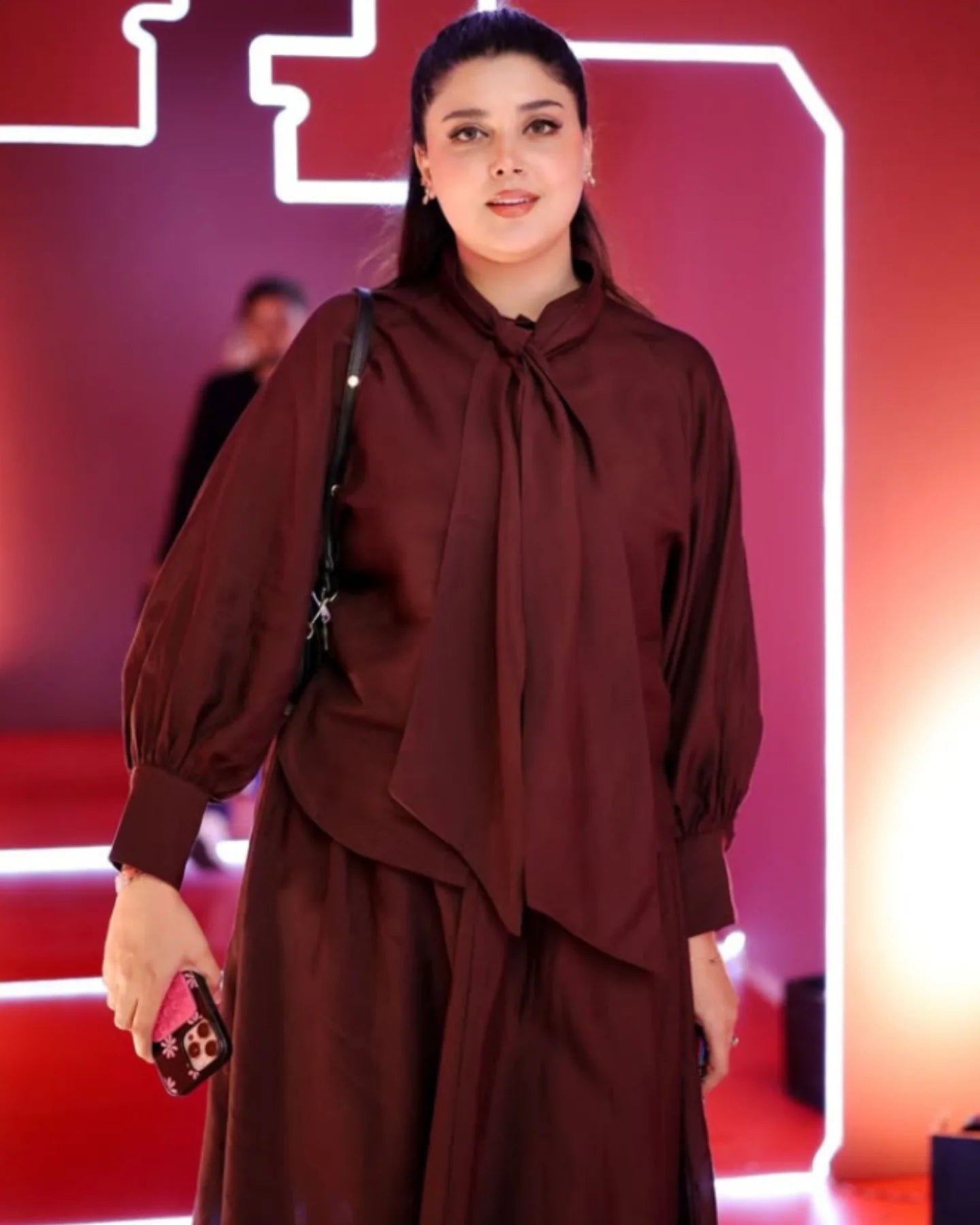 Kanwal Aftab Puff Sleeve Bow Blouse & Skirt Set