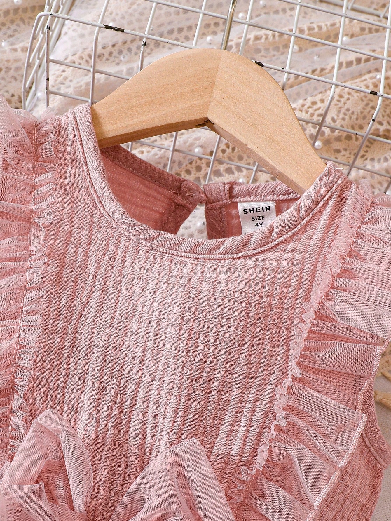 Ruffle Mesh Bow Front Dress