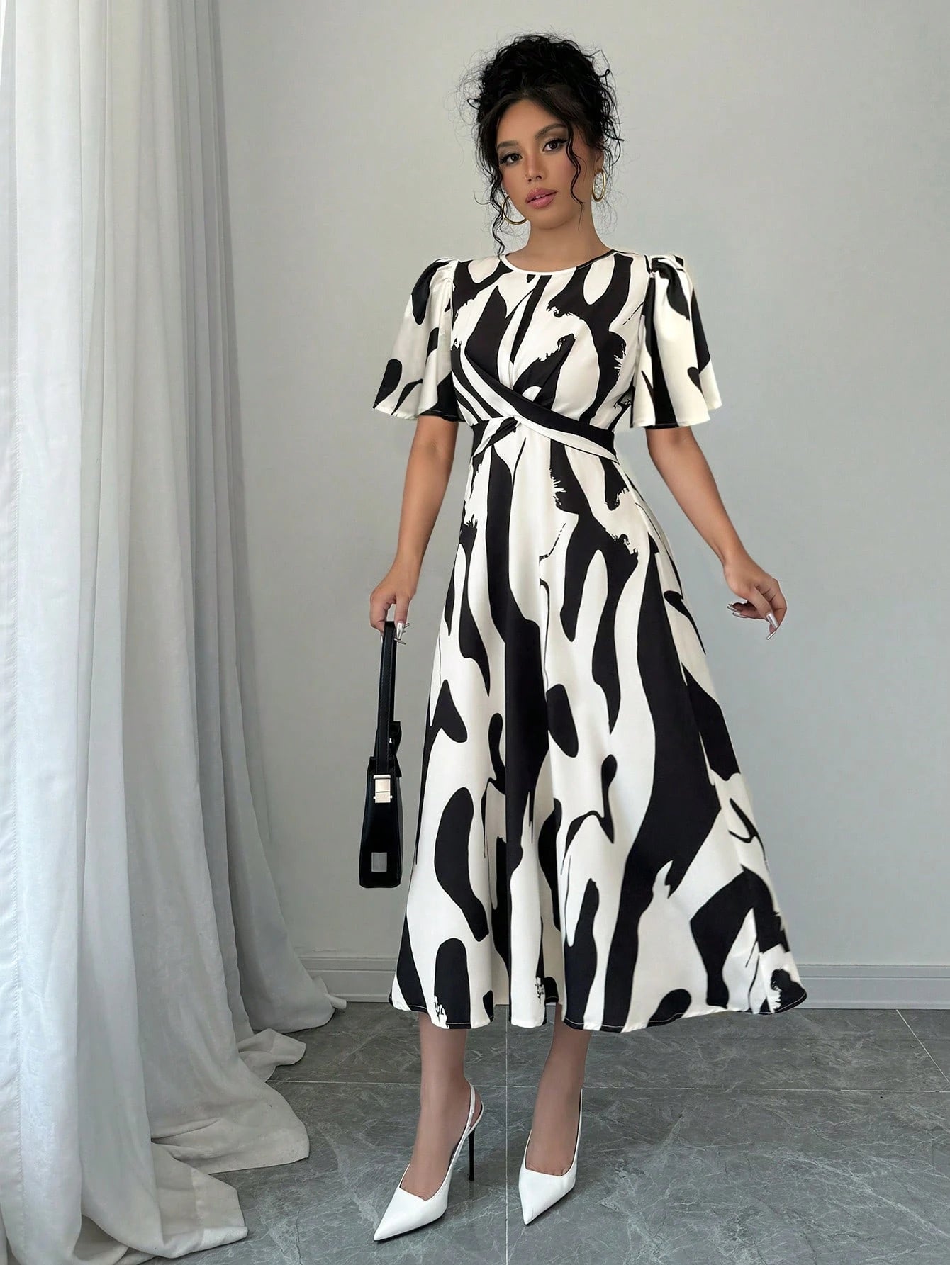 Black White Twist Knot Dress