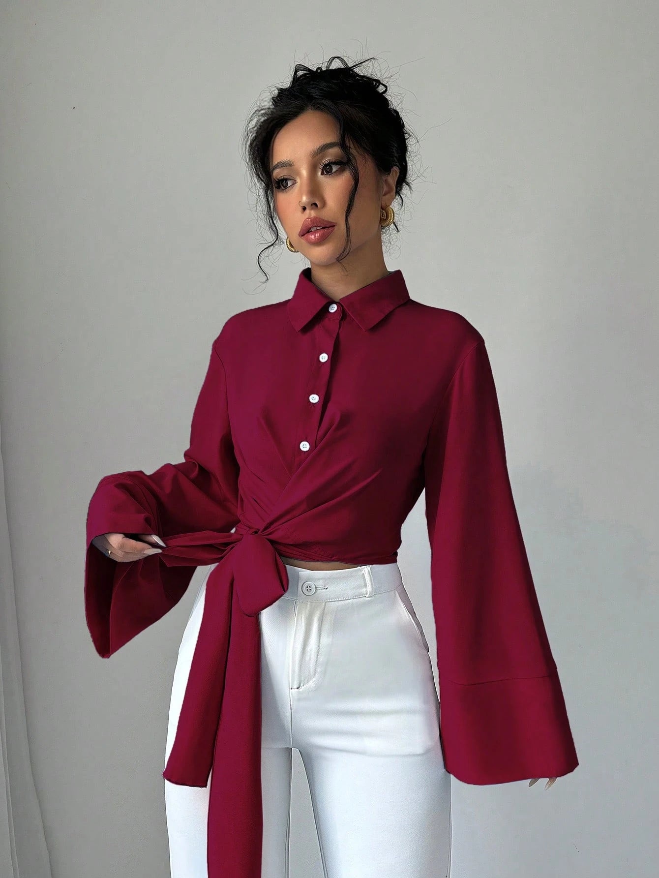 Minimalist Plain Long Sleeve Shirt