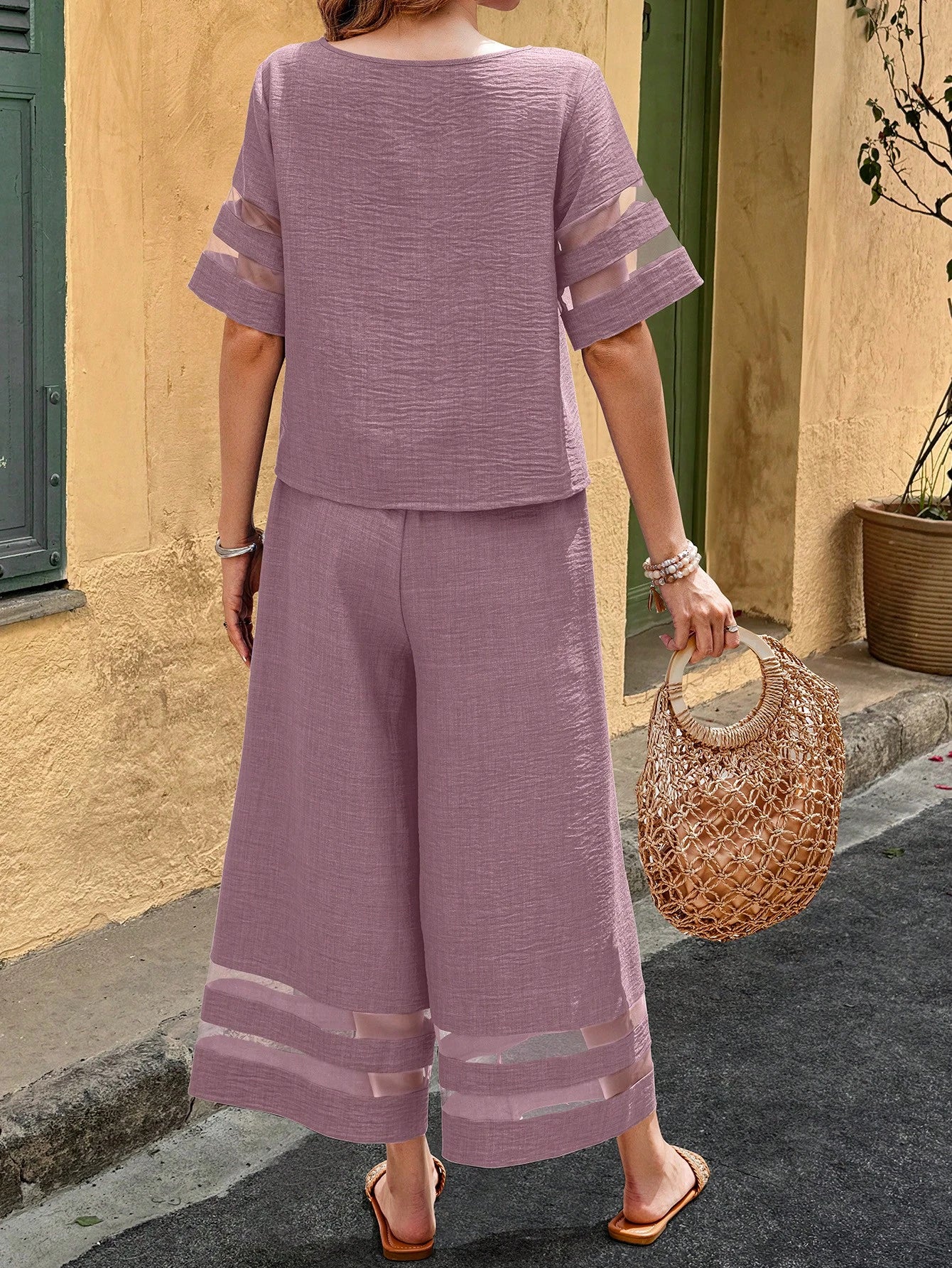 Boho Mesh Splice Co-ord Set