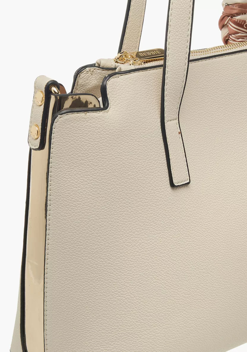 Bessie London Scarf Accent Tote Bag