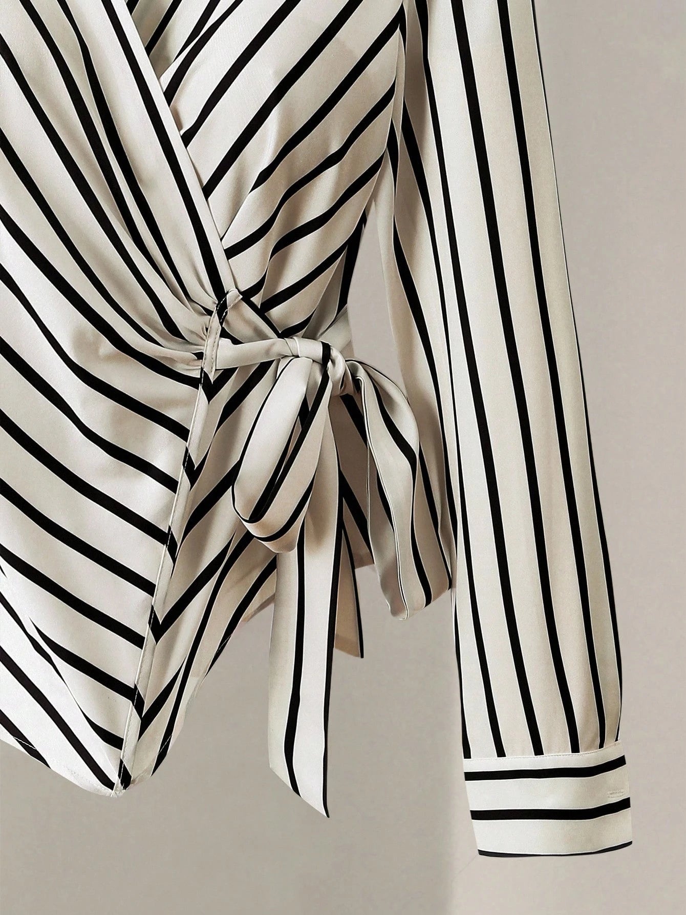 Striped Twist Waist Long Sleeve Shirt