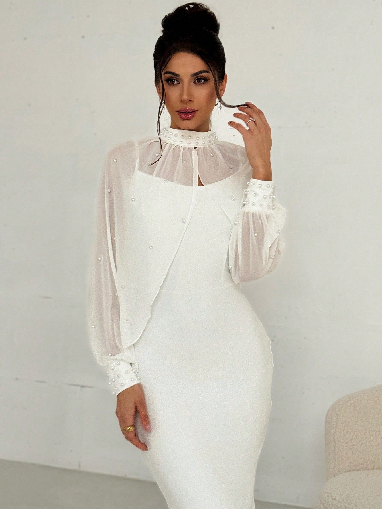 Pearl Mesh Fishtail Dress Set