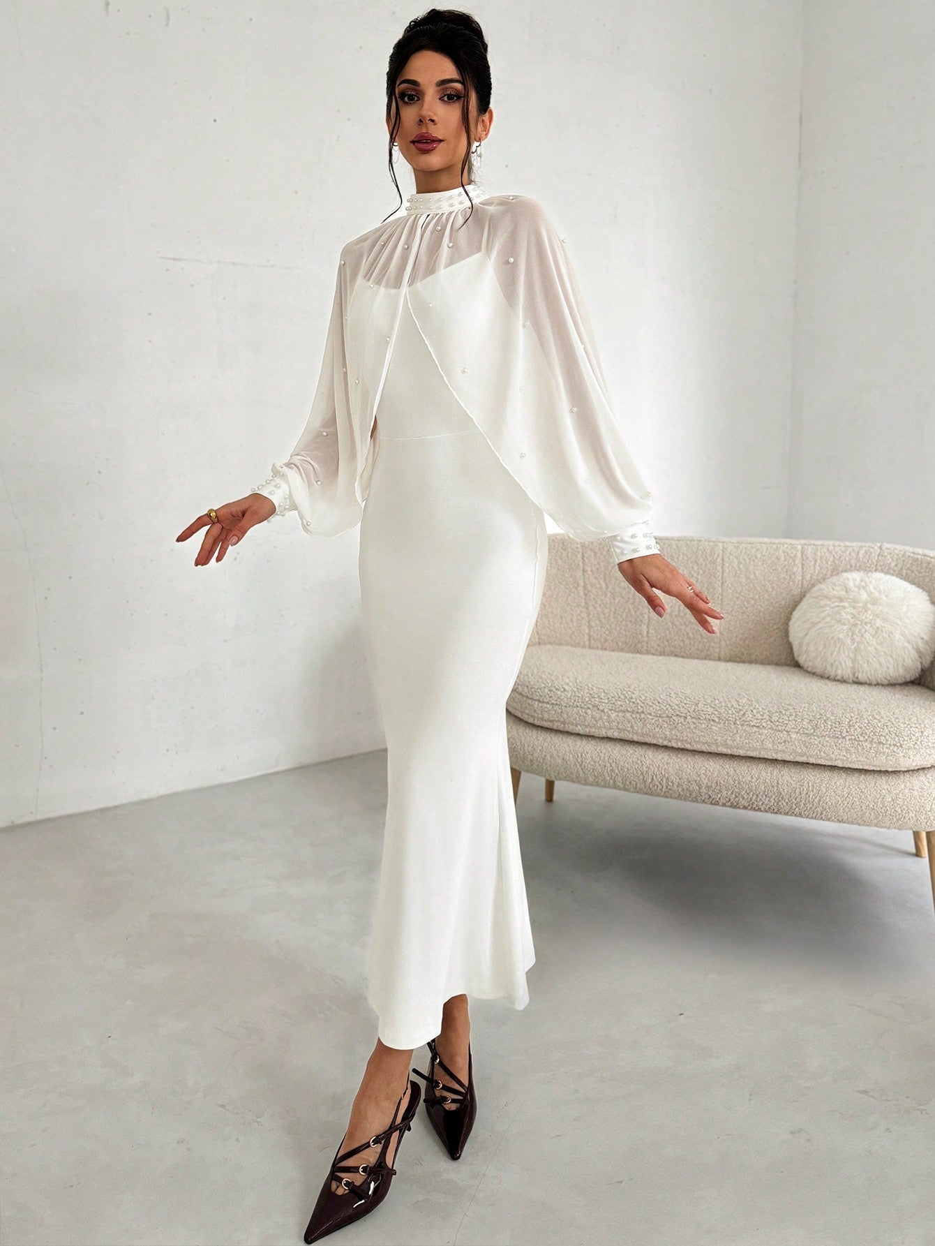 Pearl Mesh Fishtail Dress Set